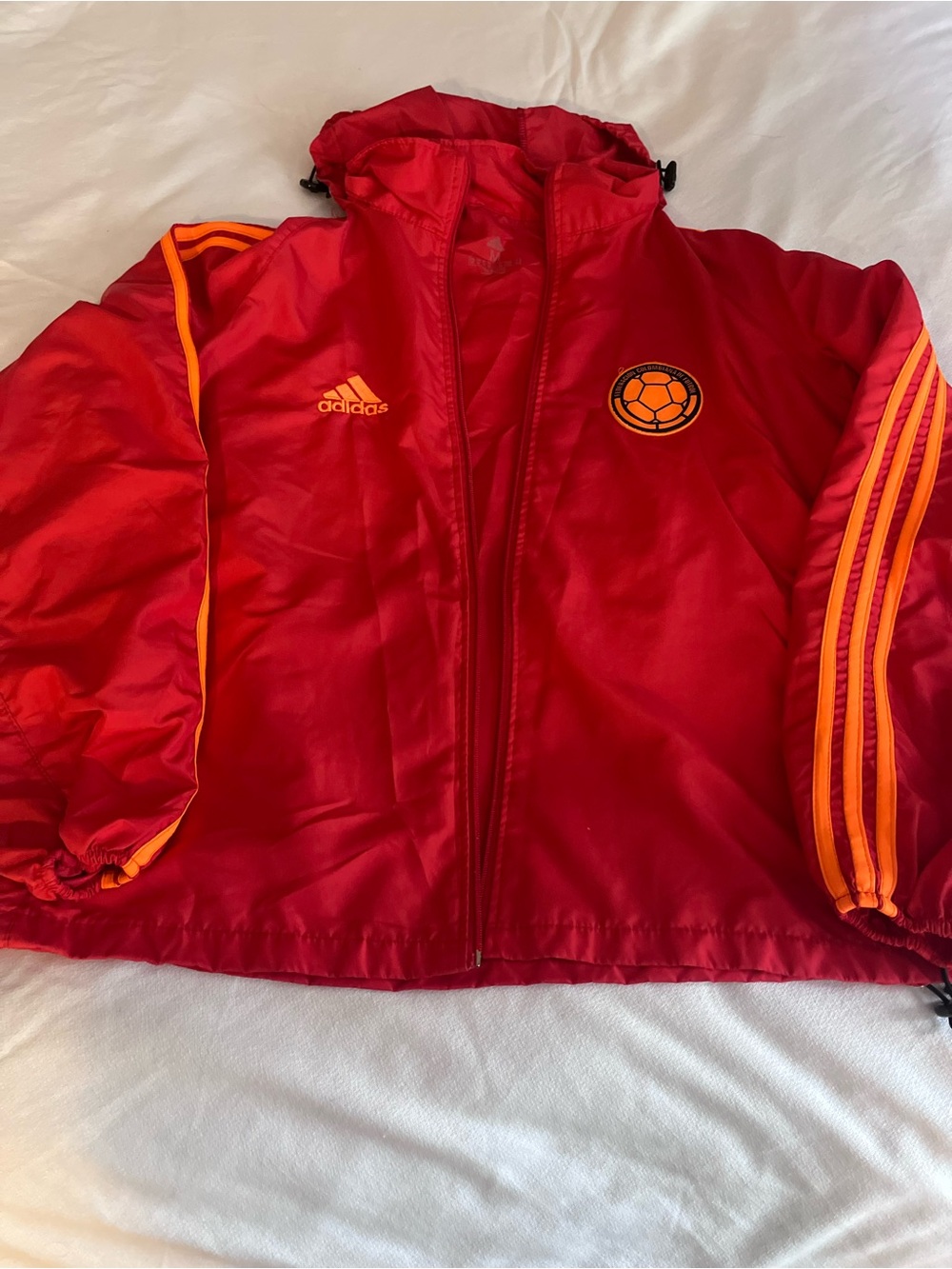 Adidas Red & Orange Soccer Windbreaker Jacket